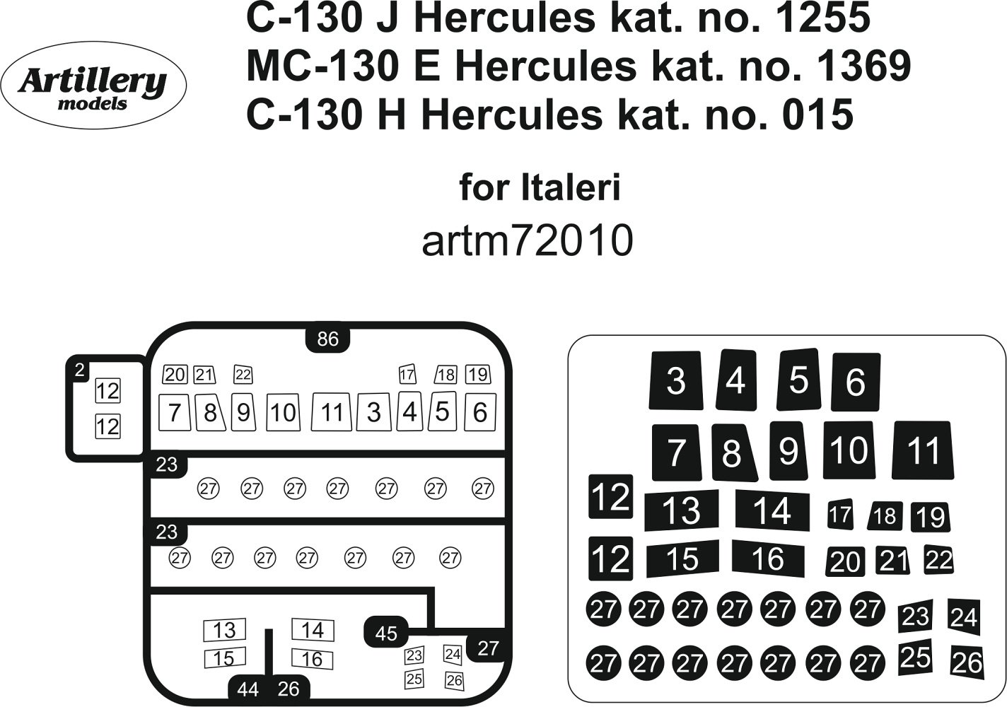 1/72 Masks for C-130 J/H, MC-130 E Hercules (ITAL)