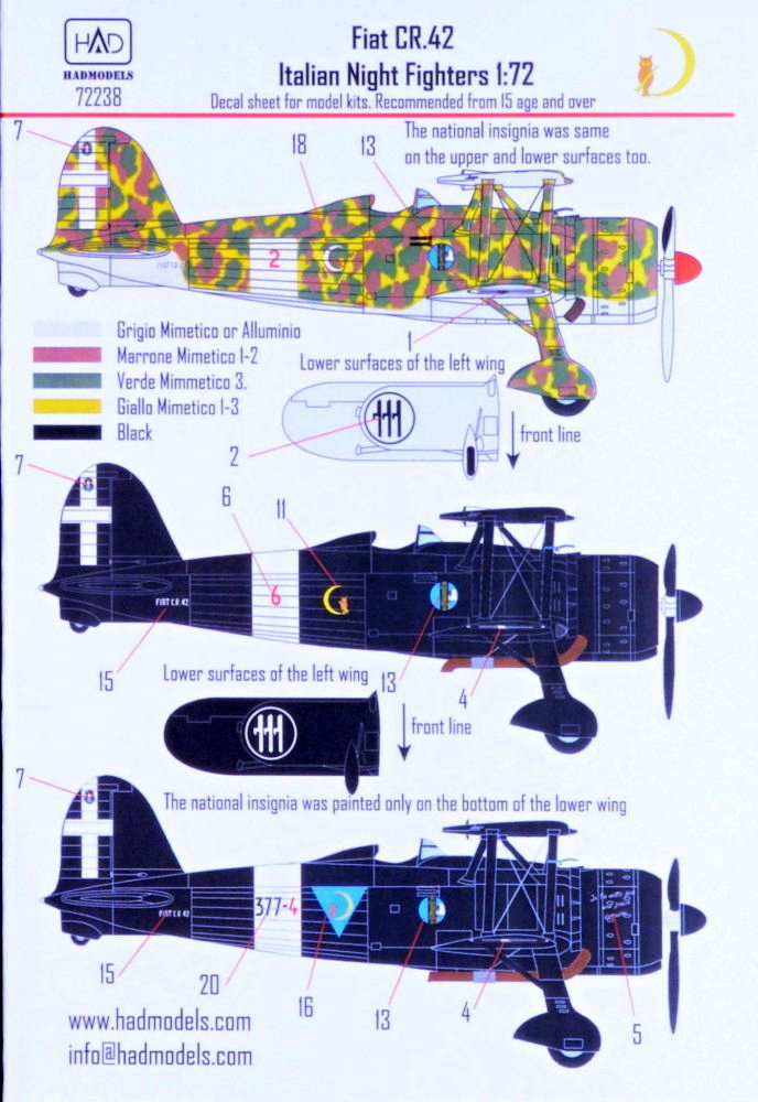 1/72 Decal Fiat CR.42 Italian Night Fighters