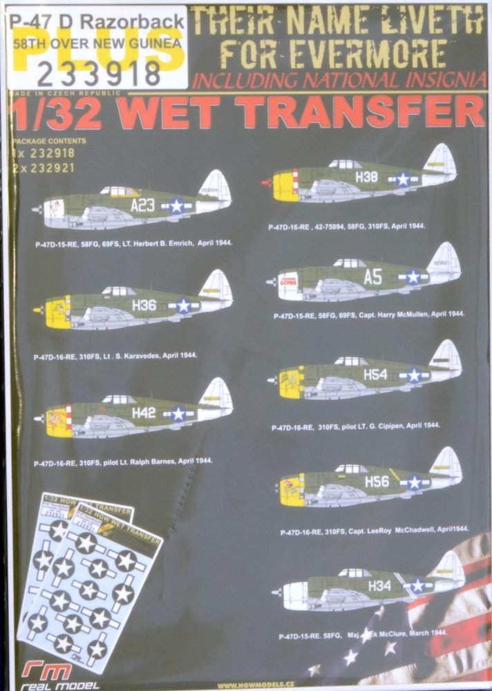 1/32 P-47 D Razorback 58TH Over New Guinea PLUS