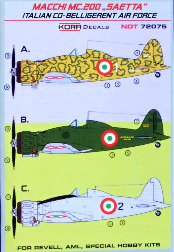 1/72 Decals MC.200 SAETTA Ital.Co-Belligerent AF