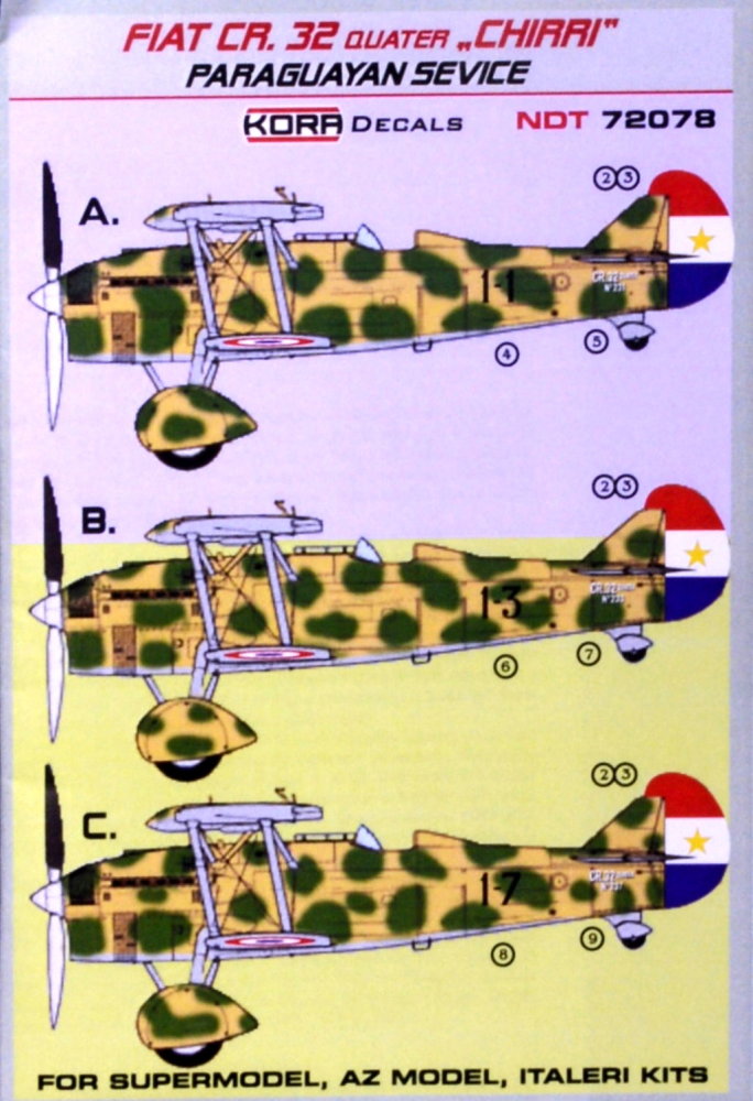 1/72 Decals Fiat CR.32 CHIRRI Paraguayan Service