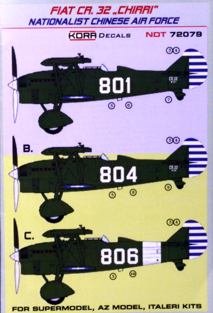 1/72 Decals Fiat CR.32 CHIRRI National.Chinese AF