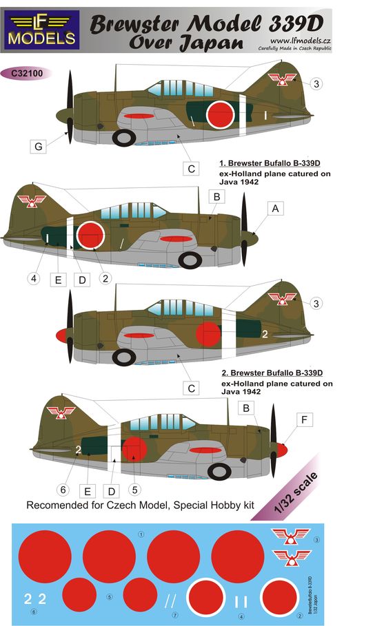 1/32 Decals Brewster Model 339D over Japan