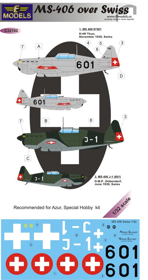 1/32 Decals MS 406 over Swiss (SP.HOB.)