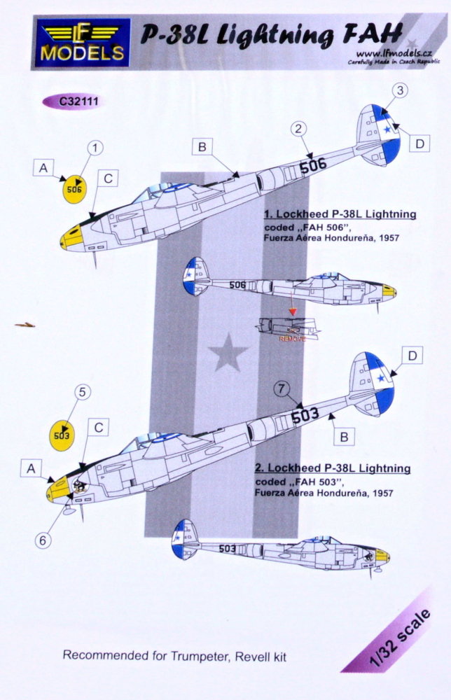 1/32 Decals P-38L Lightning FAH (TRUMP,REV)