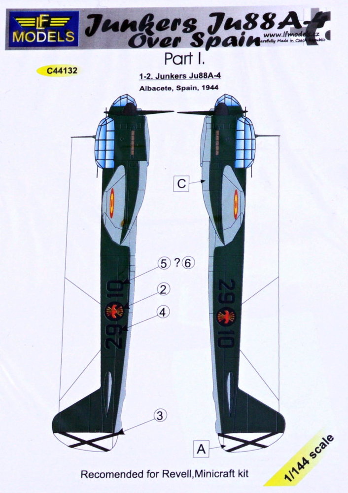 1/144 Decals Junkers Ju 88A-4 over Spain - part 1