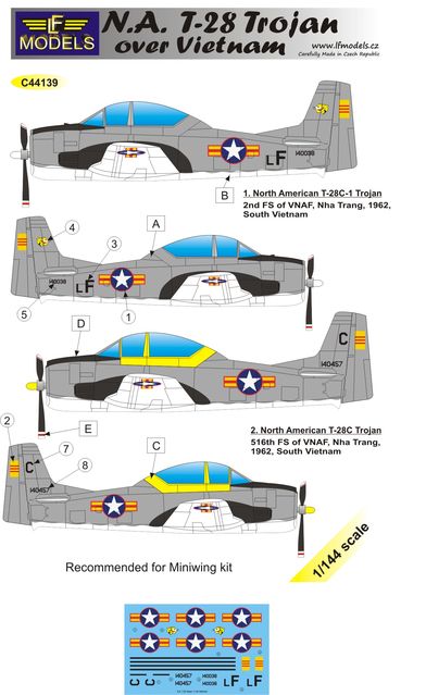 1/144 Decals T-28 Trojan over Vietnam (MINIWING)