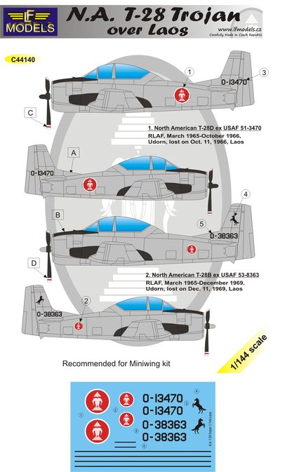 1/144 Decals T-28 Trojan over Laos (MINIWING)