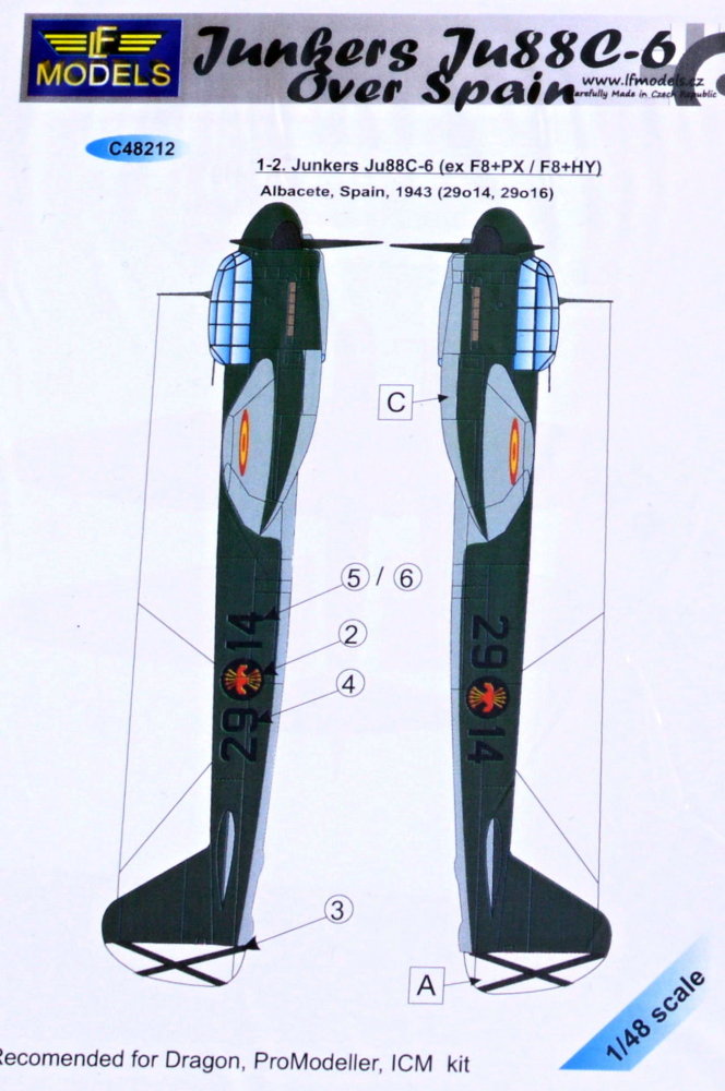 1/48 Decals Junkers Ju 88C-6 over Spain (DRAG,ICM)