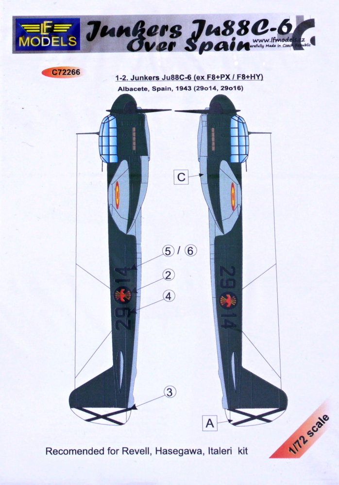 1/72 Decals Junkers Ju 88C-6 over Spain (REV,HAS)