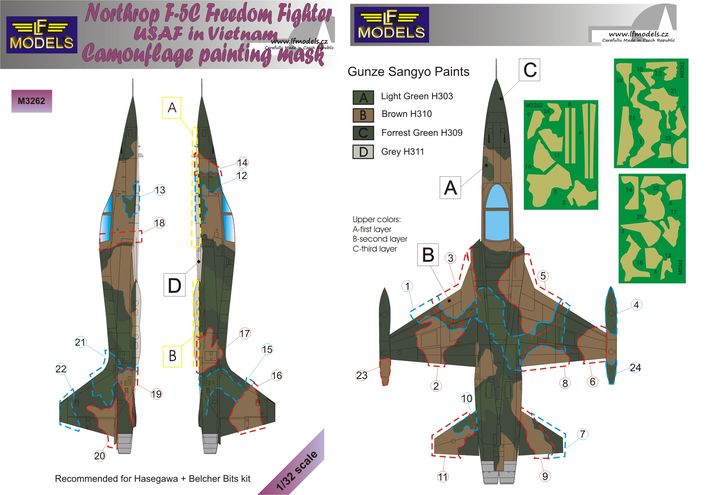 1/32 Mask F-5C USAF in Vietnam Camouflage painting