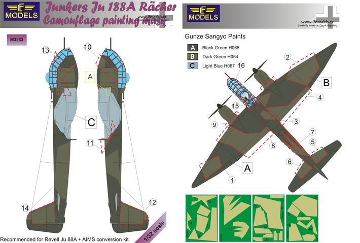 1/32 Mask Ju 188A Racher Camouflage painting