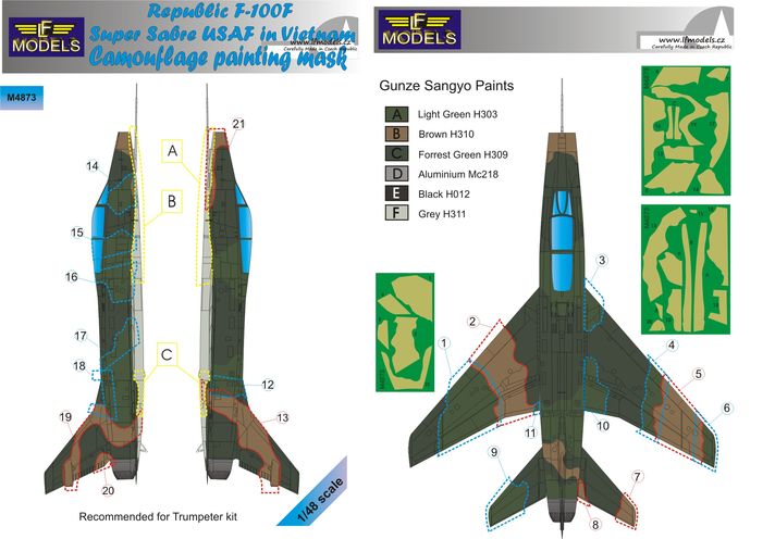 1/48 Mask Republic F-100F USAF Camoufl.painting