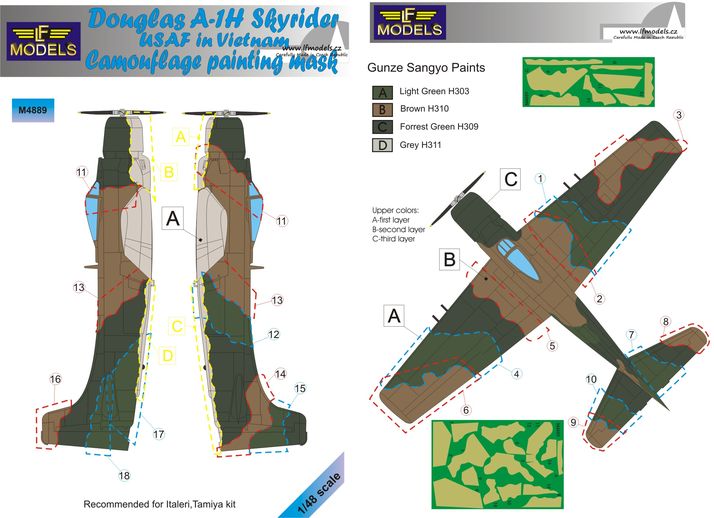 1/48 Mask Douglas A-1H Skyrider Camoufl.painting