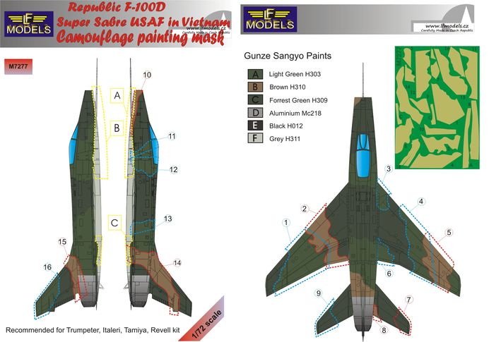 1/72 Mask Republic F-100D USAF Camoufl.painting