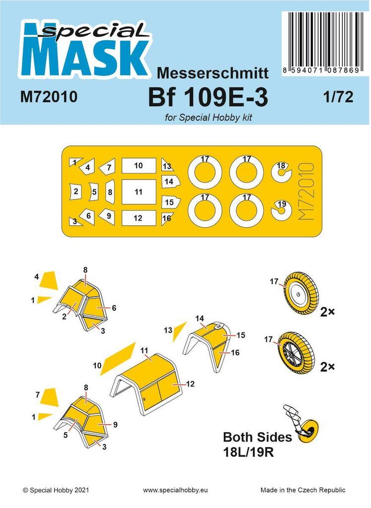 1/72 Mask for Messerschmitt Bf 109 E-3 (SP.HOBBY)