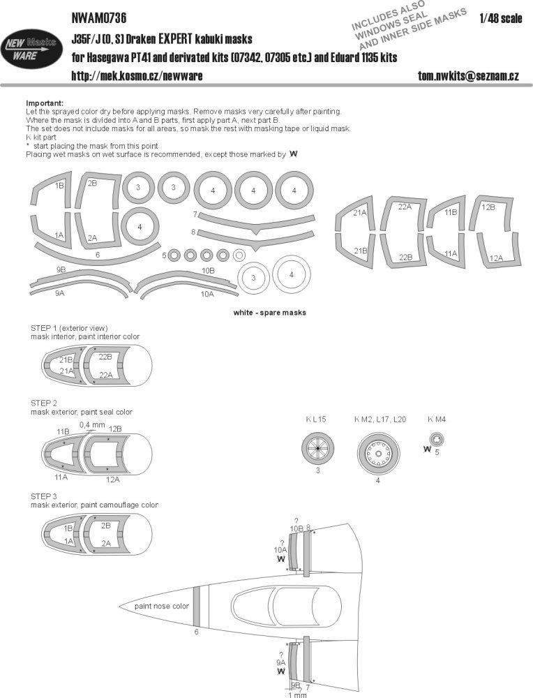 1/48 Mask J35F/J (O,S) Draken EXPERT (HAS/EDU)