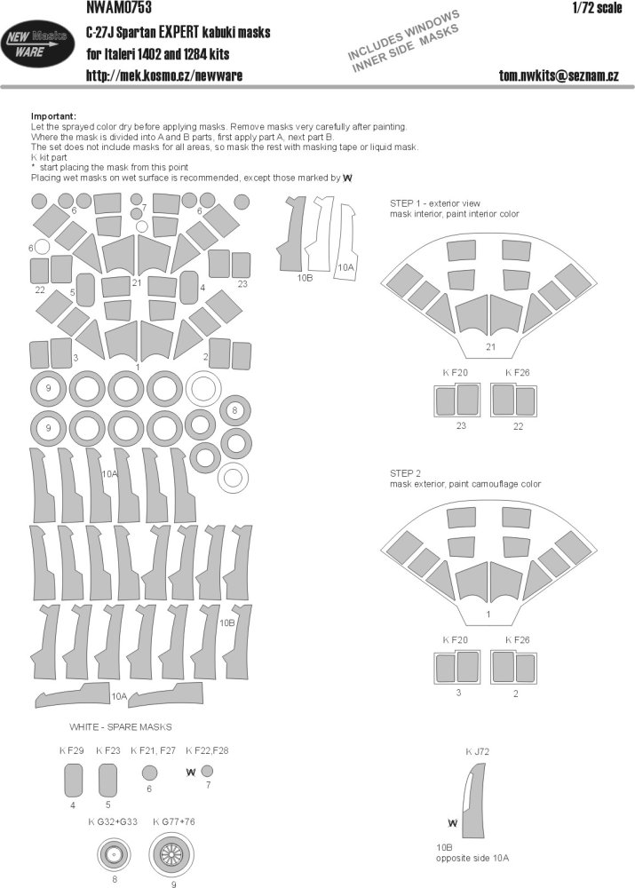 1/72 Mask C-27J Spartan EXPERT (ITAL 1402, 1284)