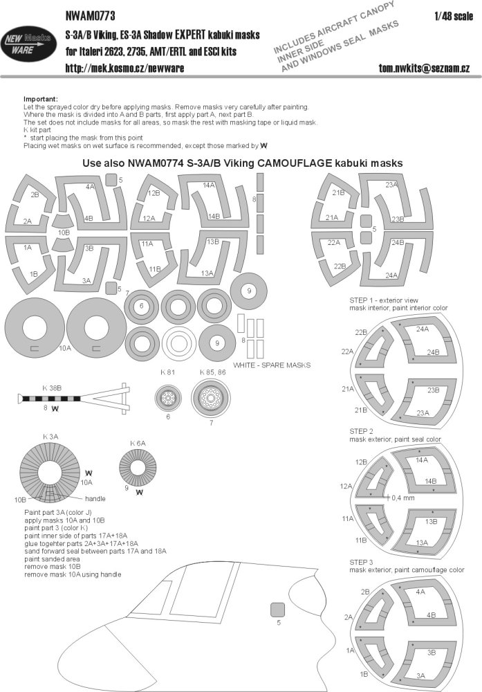 1/48 Mask S-3A/B Viking, ES-3A Shadow EXPERT (AMT)