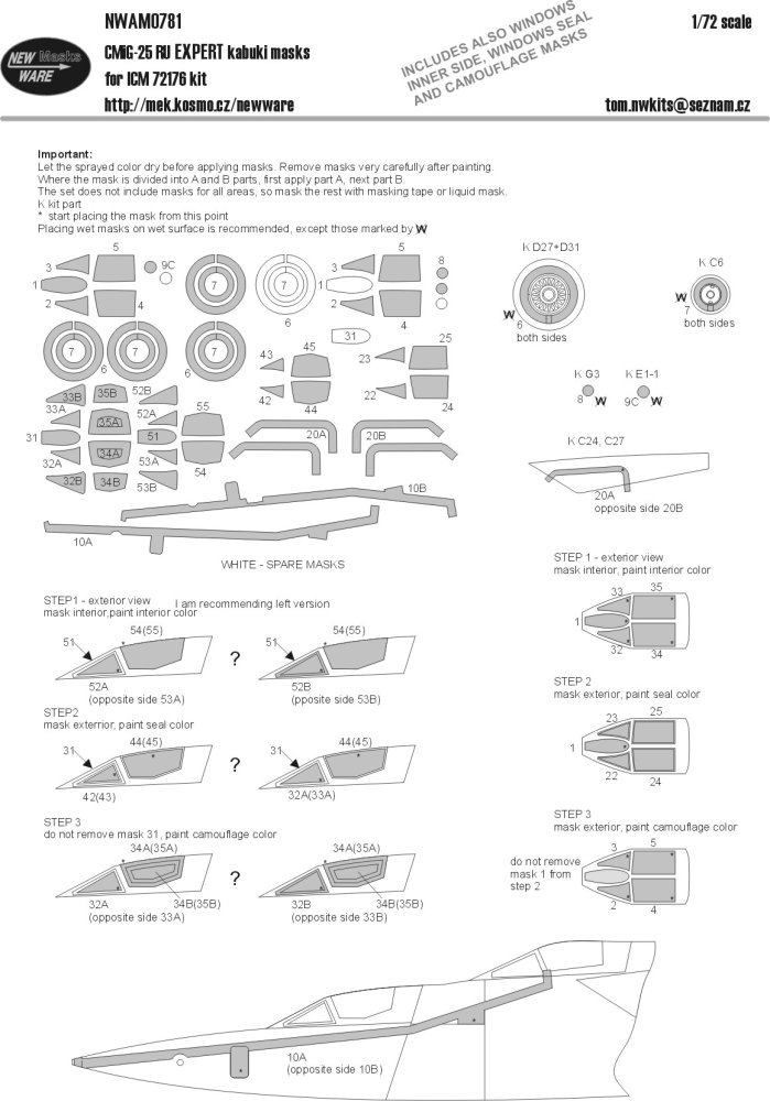 1/72 Mask MiG-25 RU EXPERT (ICM 72176)