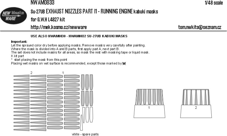 1/48 Mask Su-27UB EXH.NOZZLES Part I1 (GWH L4827)