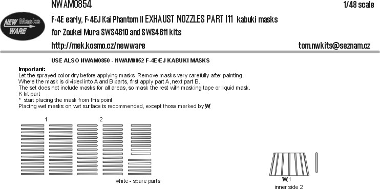 1/48 Mask F-4E early, F-4EJ EXH.NOZZLES part I11