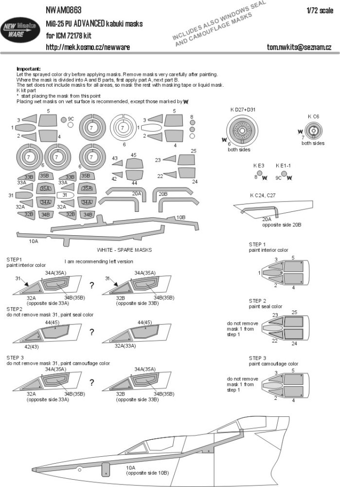 1/72 Mask MiG-25 PU ADVANCED (ICM 72178)