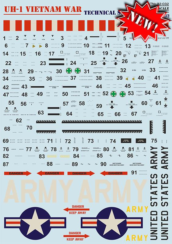 1/32 UH-1 in Vietnam War - Technical Stencils