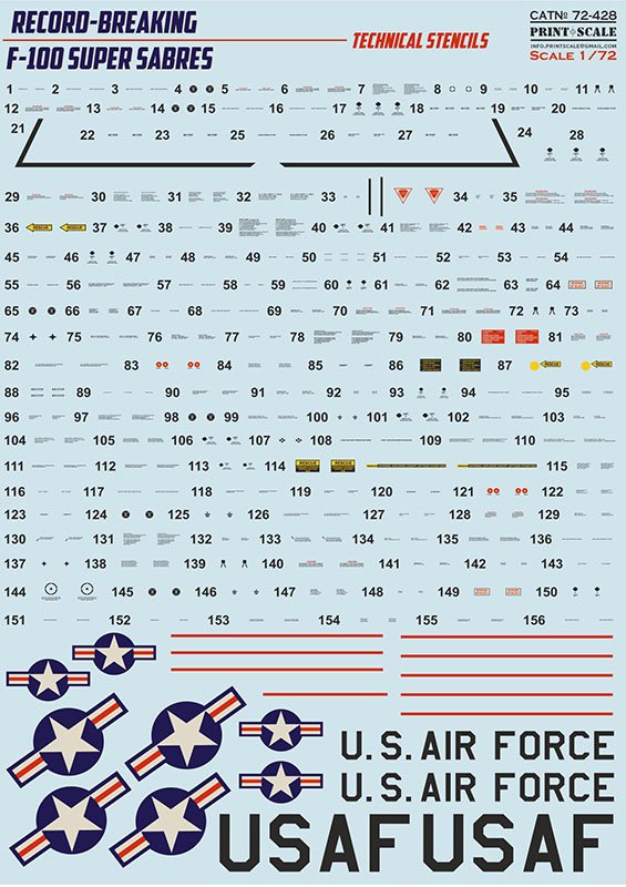 1/72 F-100 Super Sabres - technical stencils