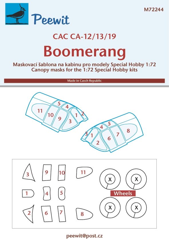 1/72 Canopy mask CAC CA-19 Boomerang (SP.HOBBY)