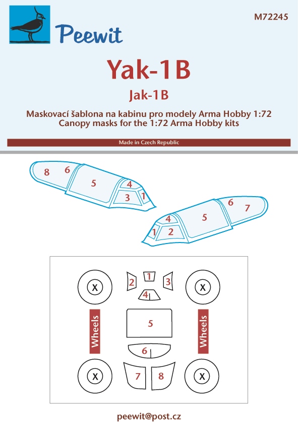 1/72 Canopy mask Yak-1B (ARMA H.)