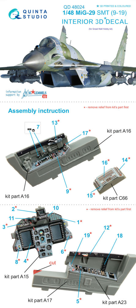 1/48 MiG-29 SMT (9-19) 3D-Print&colour Interior