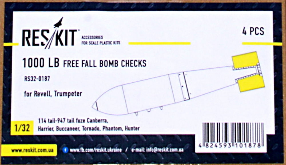 1/32 1000 lb free fall bomb checks  (4 pcs.) 