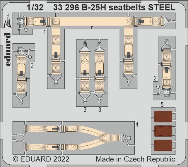 1/32 B-25H seatbelts STEEL (HKM)