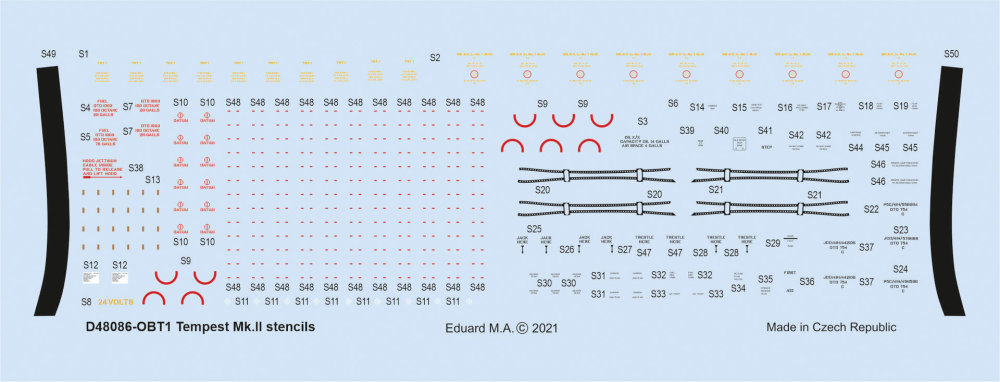 1/48 Decals Tempest Mk.II stencils (EDU/SP.H.)