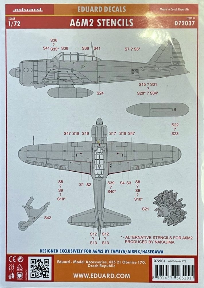 1/72 Decals A6M2 stencils (TAM/AIRF/HAS)