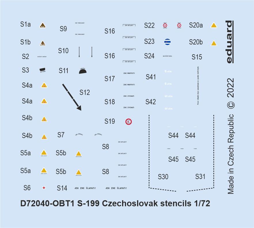 1/72 Decals S-199 Czechoslovak stencils (EDU)