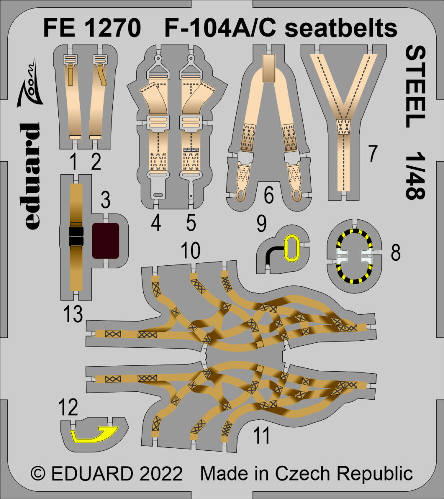 1/48 F-104A/C seatbelts STEEL (KIN)