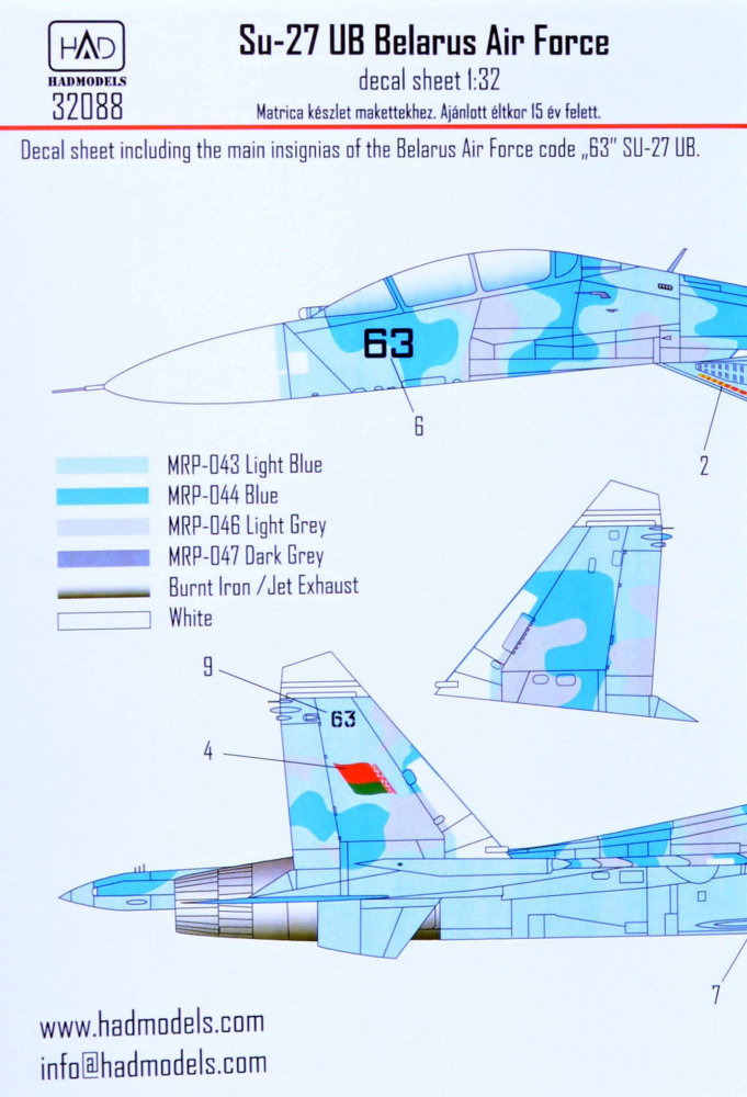 1/32 Decal Su-27 UB Belarus Air Force 