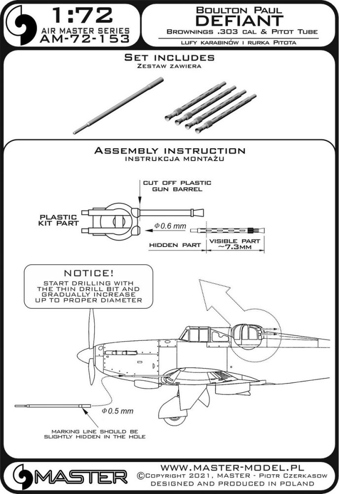 1/72 Boulton Paul Defiant Pitot Tube&Browning .303