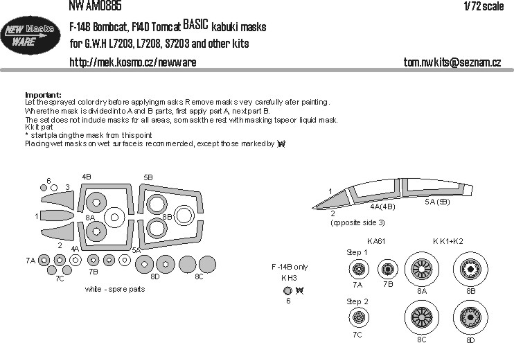 1/72 Mask F-14B Bombcat, F-14D Tomcat BASIC (GWH)