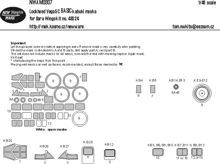 1/48 Mask Lockheed Vega 5C BASIC (DORA W.)