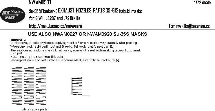 1/72 Mask Su-35S Flanker-E  EXHAUST NOZZLES G9-G12