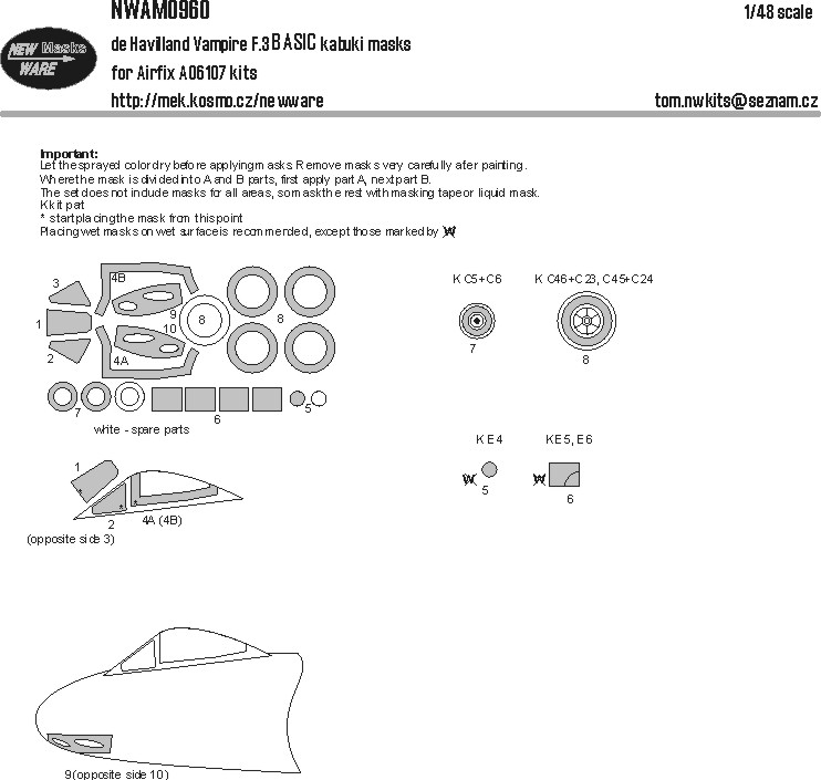 1/48 Mask de Havilland Vampire F.3 BASIC (AIRFIX)