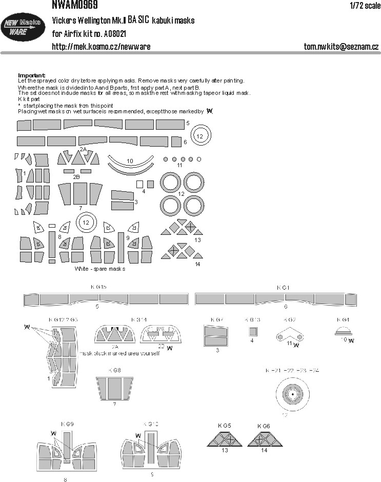 1/72 Mask Vickers Wellington Mk.II BASIC (AIRFIX)