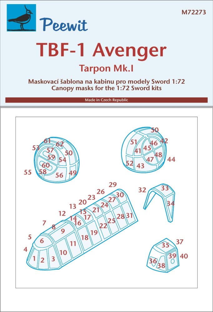 1/72 Canopy mask TBF-1 Avenger (SWORD)