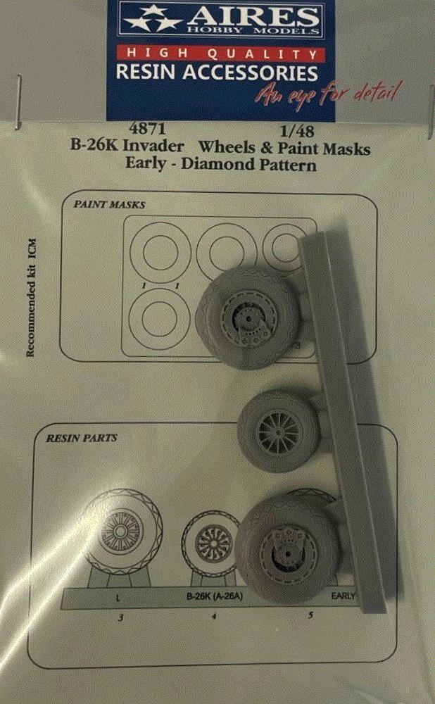 1/48 B-26K Invader early wheels&p.masks Diamond p.