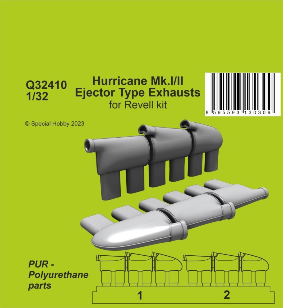 1/32 Hurricane Mk.I/II Ejector Type Exhausts (REV)