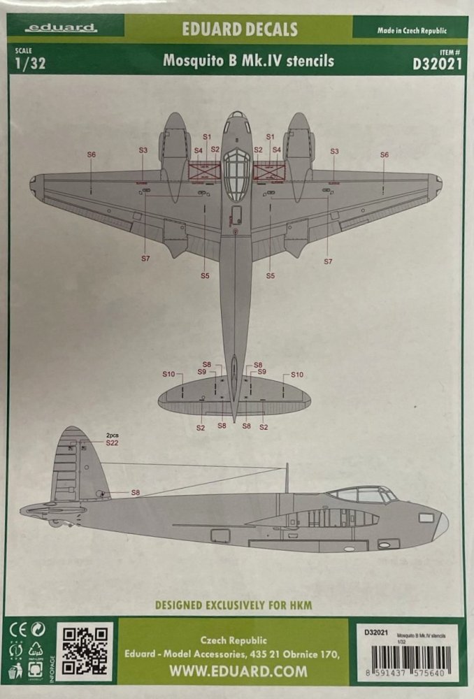 1/32 Decals Mosquito B Mk.IV stencils (HKM)