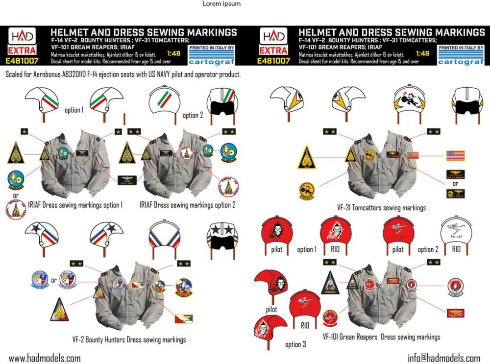 1/48 F-14A/D Helmet & dress sewing markings Vol.1